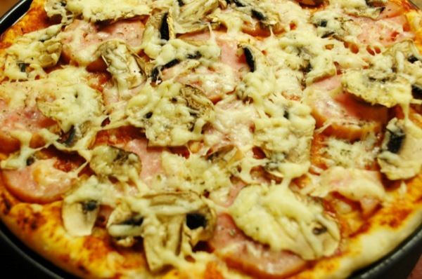 Пицца с ветчиной и грибами рецепт с фото