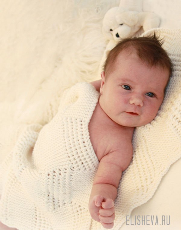 Одеяло для новорожденного, под девизом «Тучка», от DROPS Design, вязаное спицами