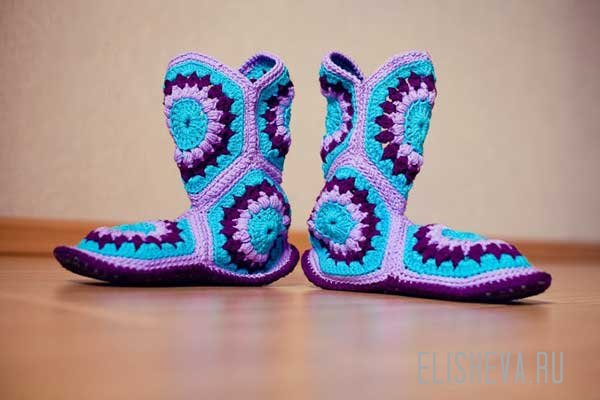 Мастер-класс по вязанию тапочек-сапожек крючком. How to crochet home slippers, boots