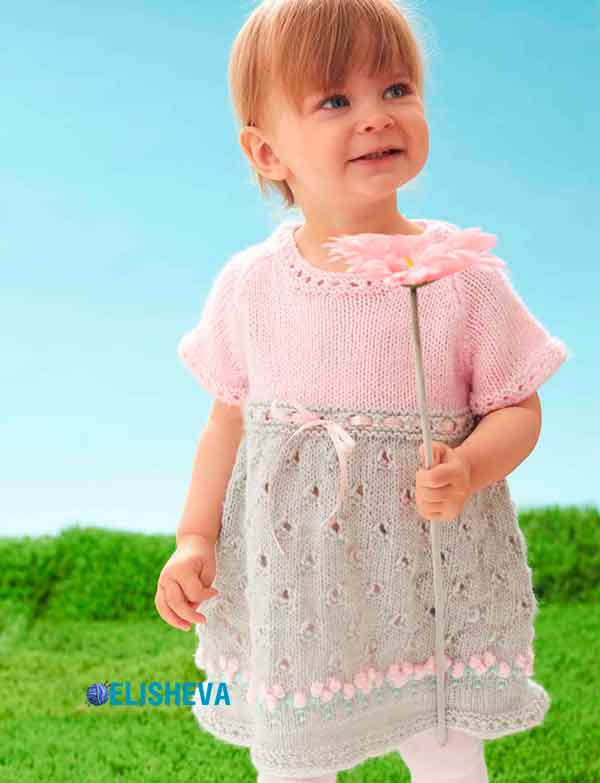 Платье "Маленькая мисс" в нежно-розовых и серых тонах