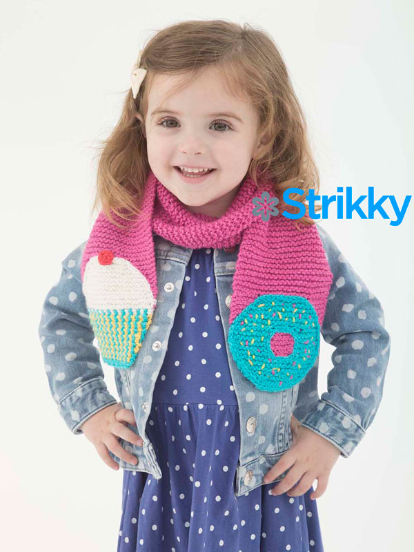 «Сладенький» шарфик для девочки от Amy Bahrt, вязаный спицами и крючком