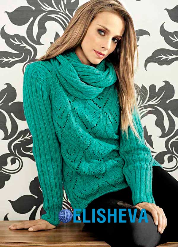 Снуд и ажурный пуловер от Lana Grossa, вязаные спицами