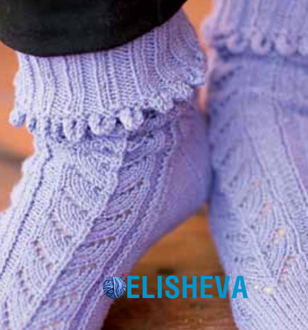 Ажурные носки с рюшами "Exclusive for Cinderella", вязаные спицами
