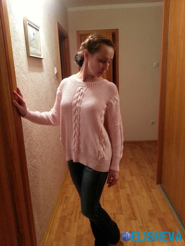 Нежный пуловер "Розовая пудра". Работа Вероники Костроминой