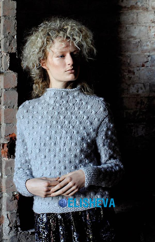 Непревзойдённой красоты свитер с воротником стойка от Gemma Atkinson вязаный спицами