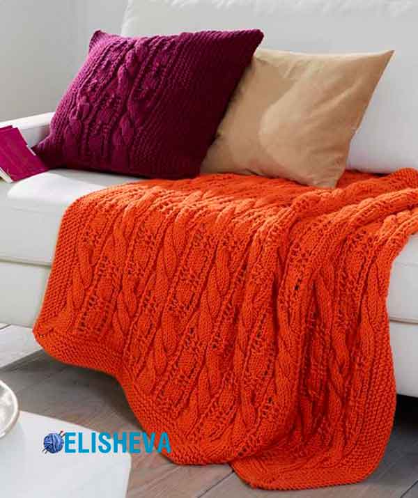 Вязание для дома: Плед и подушка от Schachenmayr с  узорами "жгут" и "ажур"