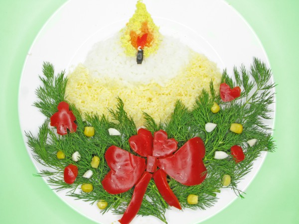 Новогодний салат "Свеча"