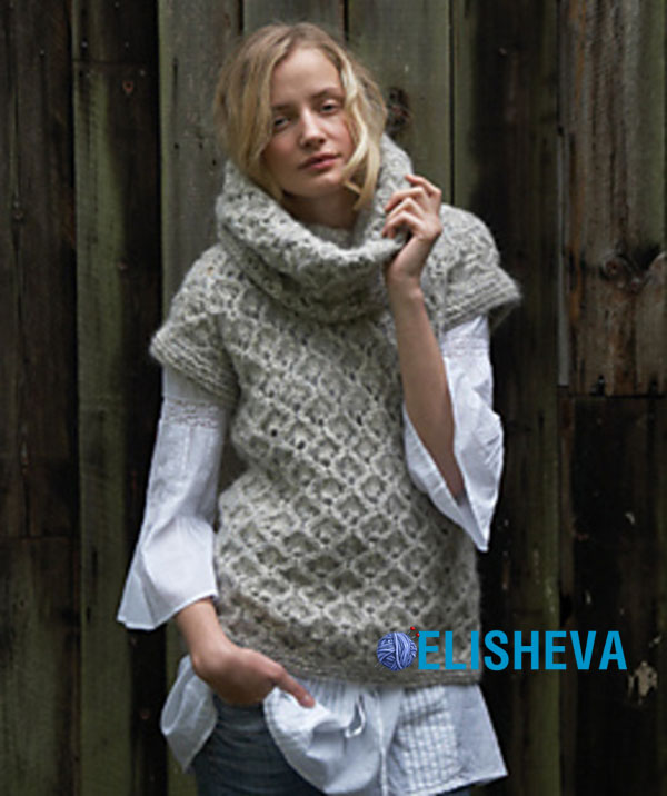 Женский пуловер «Амбра» с коротким рукавом от Lisa Richardson вязаный спицами