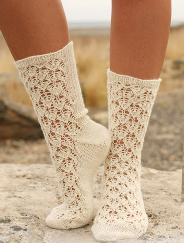 Ажурные носки от Drops Design вязаные спицами
